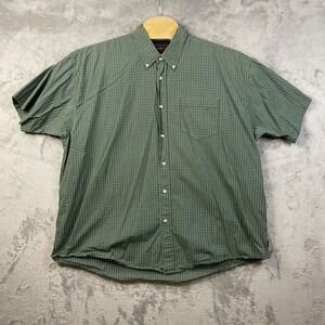 Wrangler Men's XXL Short Sleeve Button Down Green Check Cool‎ River Cotton